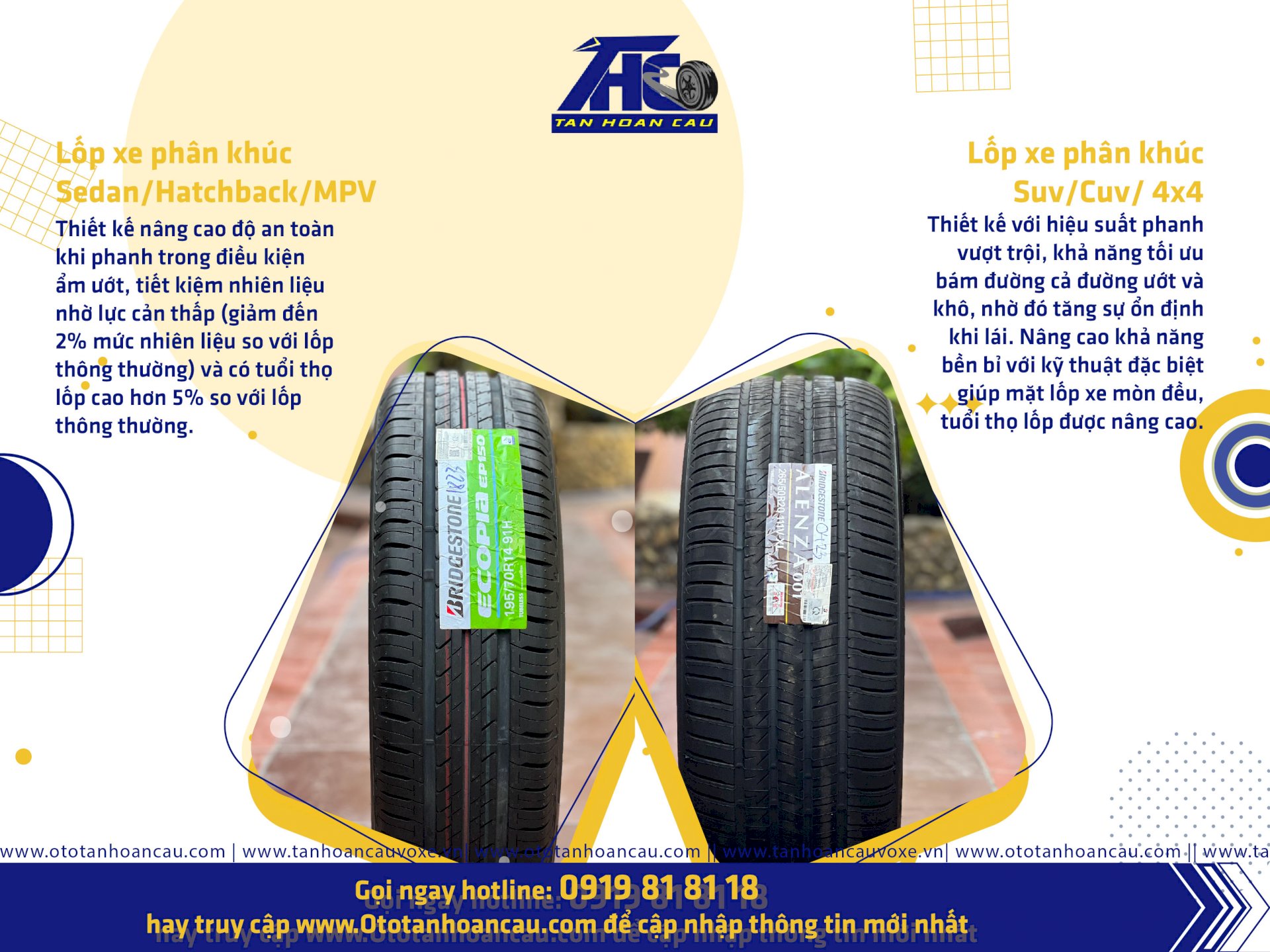 Mua lốp Bridgestone ở đâu uy tín, chất lượng? Tân Hoàn Cầu – Đại lý vỏ xe hơi BRIDGESTONE CHÍNH HÃNG - CHẤT LƯỢNG - GIÁ TỐT tại TPHCM