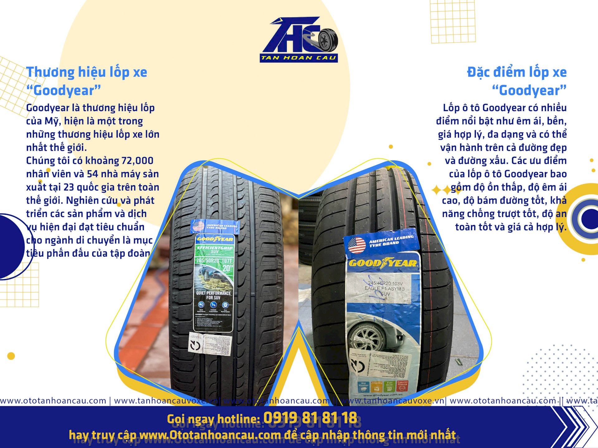 Phân phối chính hãng lốp Goodyear chất lượng, giá tốt từ Ô tô Tân Hoàn Cầu