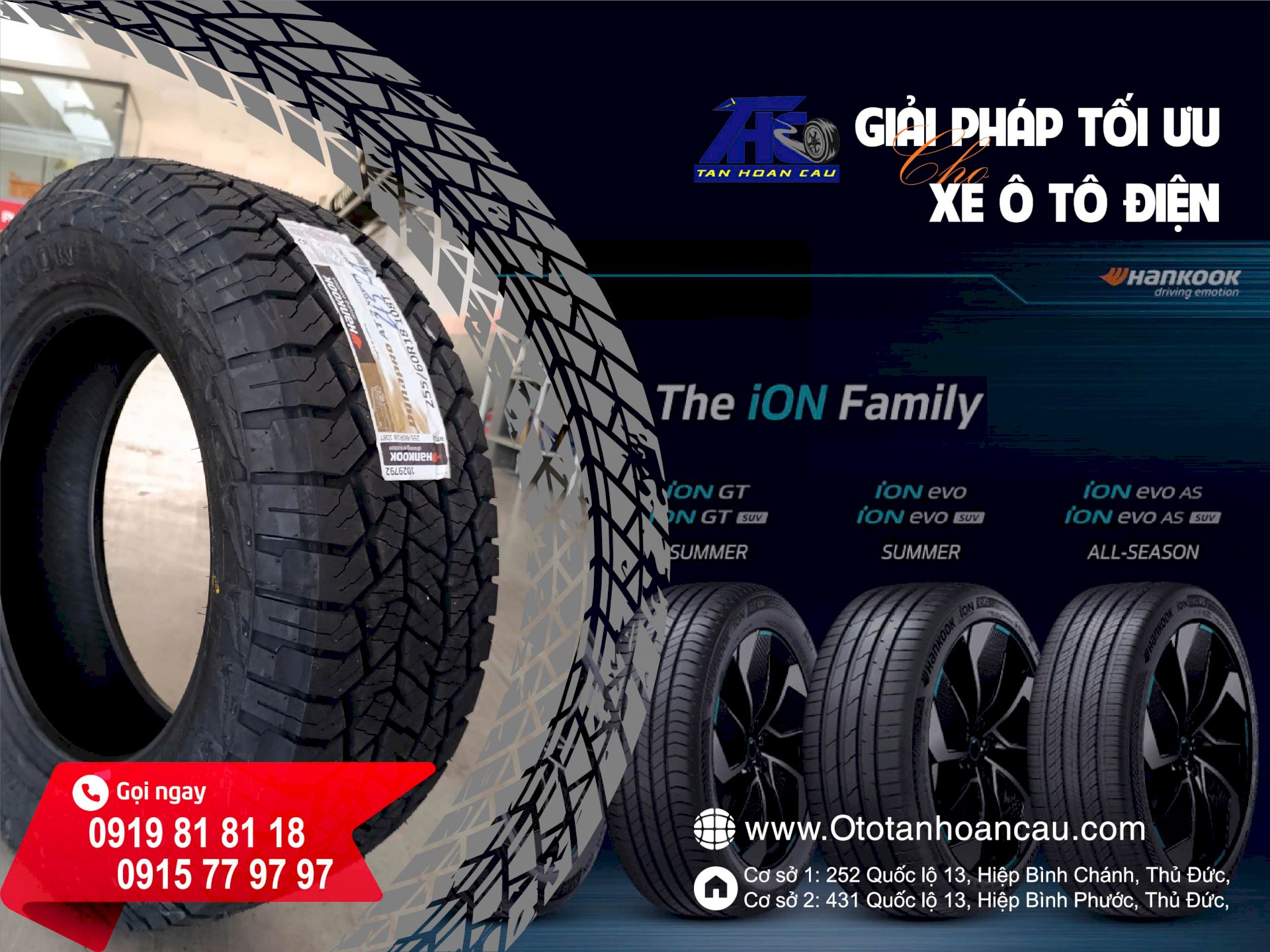 Tân Hoàn Cầu đại lý lốp Hankook iON - Giải pháp tối ưu cho dòng xe điện hiện đại 