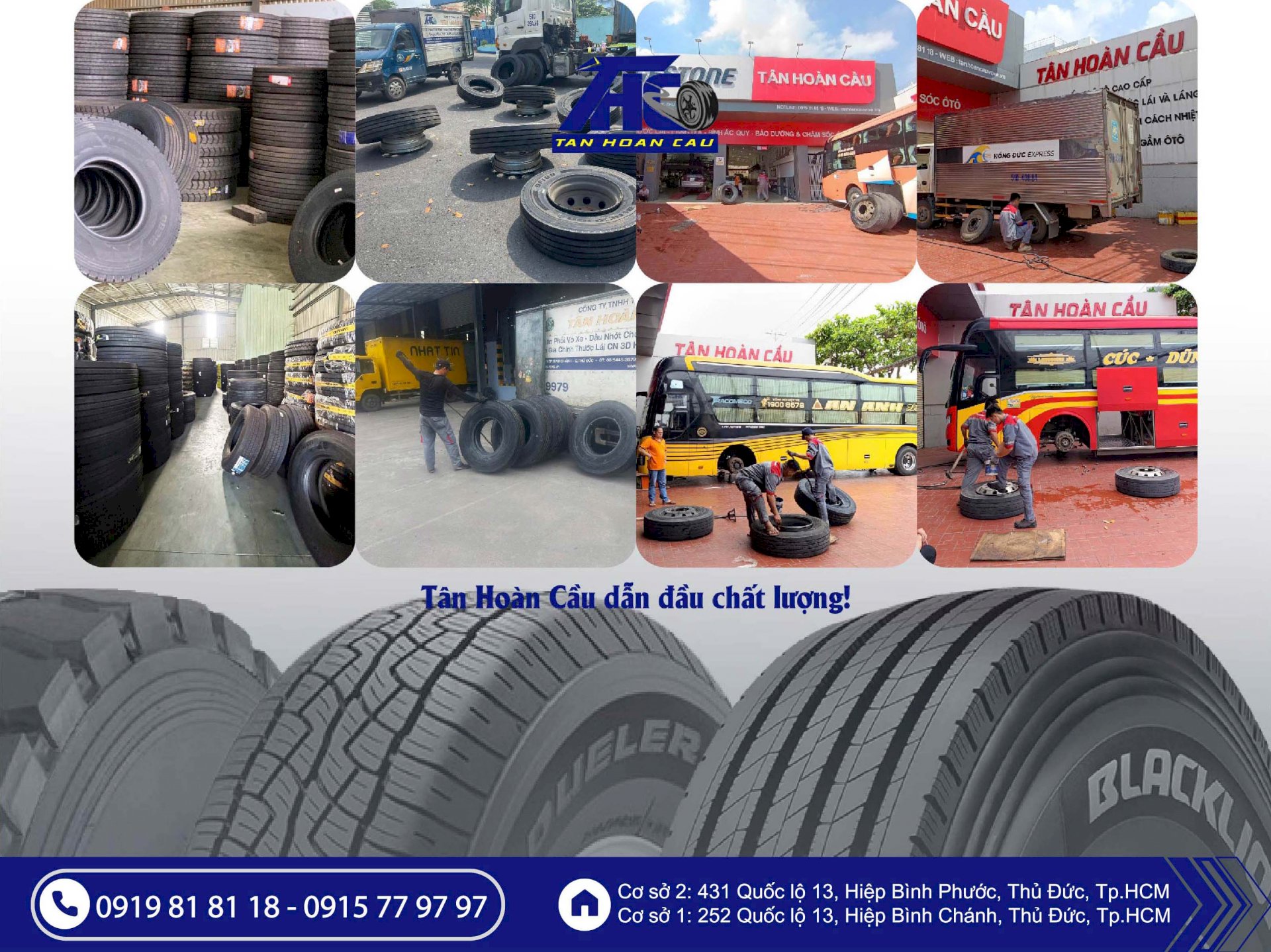Ô Tô Tân Hoàn Cầu nhà nhập khẩu & phân phối đa dạng các dòng lốp tải cao cấp chính hãng Michelin, Bridgestone, Blacklion, Myard, Eudermon – Giải pháp lốp tối ưu cho xe khách & xe du lịch tại TP.HCM