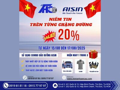 SIÊU ƯU ĐÃI 3 NGÀY VÀNG – TIẾT KIỆM ĐẾN 20% - ĐẾN Ô TÔ TÂN HOÀN CẦU TRẢI NGHIỆM DỊCH VỤ BẢO DƯỠNG Ô TÔ & NHẬN QUÀ TỪ AISIN