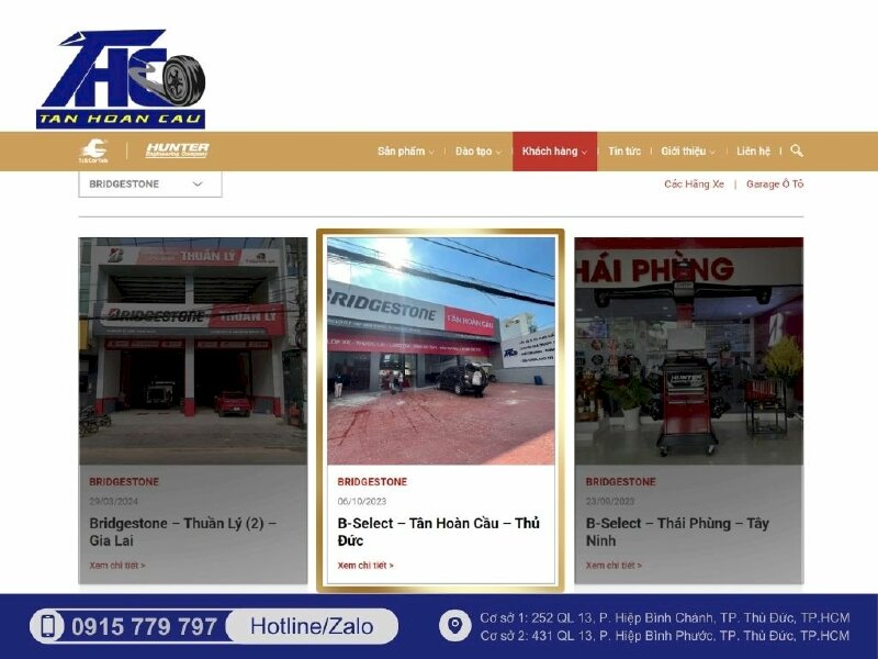 B-Select Tân Hoàn Cầu - Trung tâm Dịch vụ Lốp xe Du lịch cao cấp của Bridgestone sở hữu full bộ Hunter USA